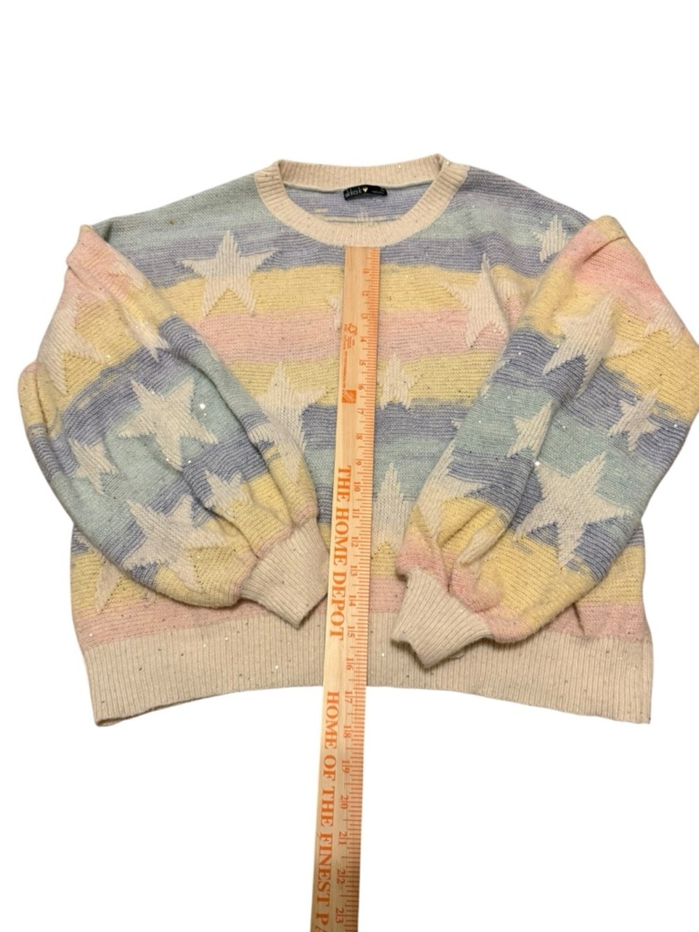 Minimal Pastel Star Pattern Crewneck sparkly Sweater - XL - Picture 3 of 6